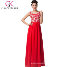 Grace Karin Robe de soiree élégante en mousseline de soie longue robe robe de soirée rouge CL6148-2 #